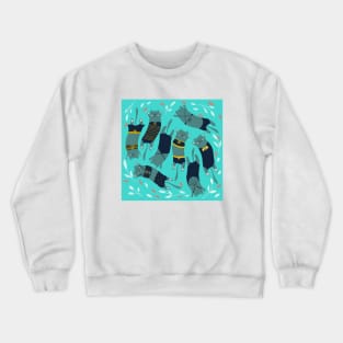 Swimsuit Cats in Turquoise Crewneck Sweatshirt